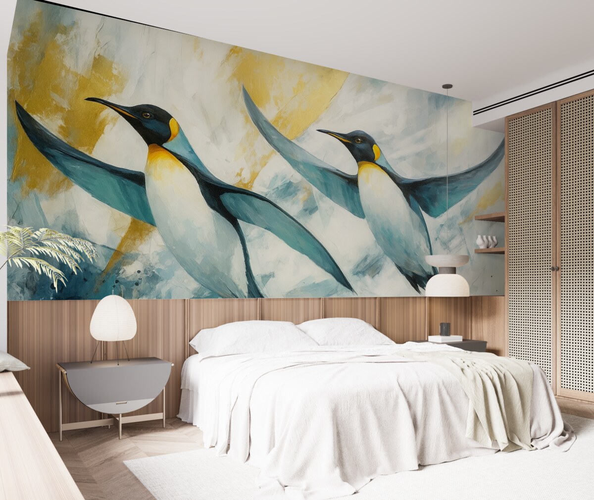 Fototapeta Cudowne pingwiny, Antarctica, niebieski lód, stworzenia, obraz olejny.