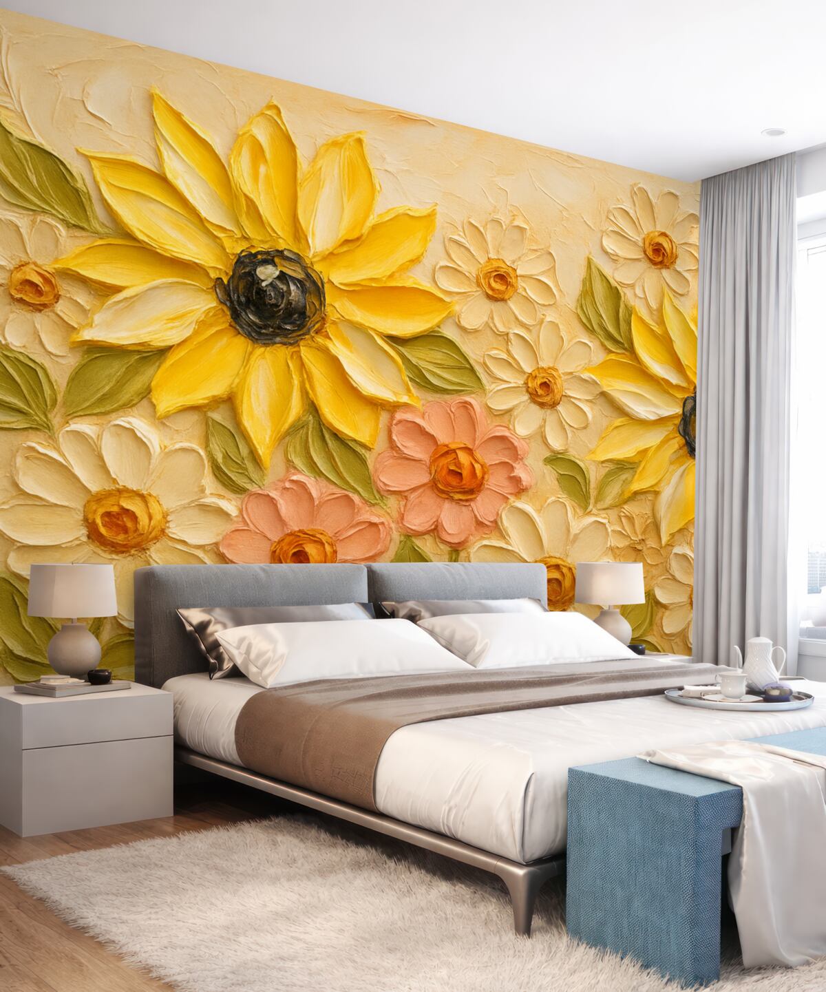 Fototapeta Świetliste kwiaty naśladujące ruchy pędzla.