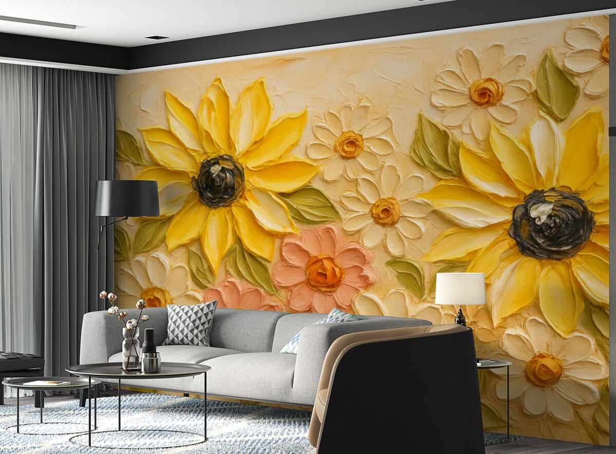 Fototapeta Świetliste kwiaty naśladujące ruchy pędzla.