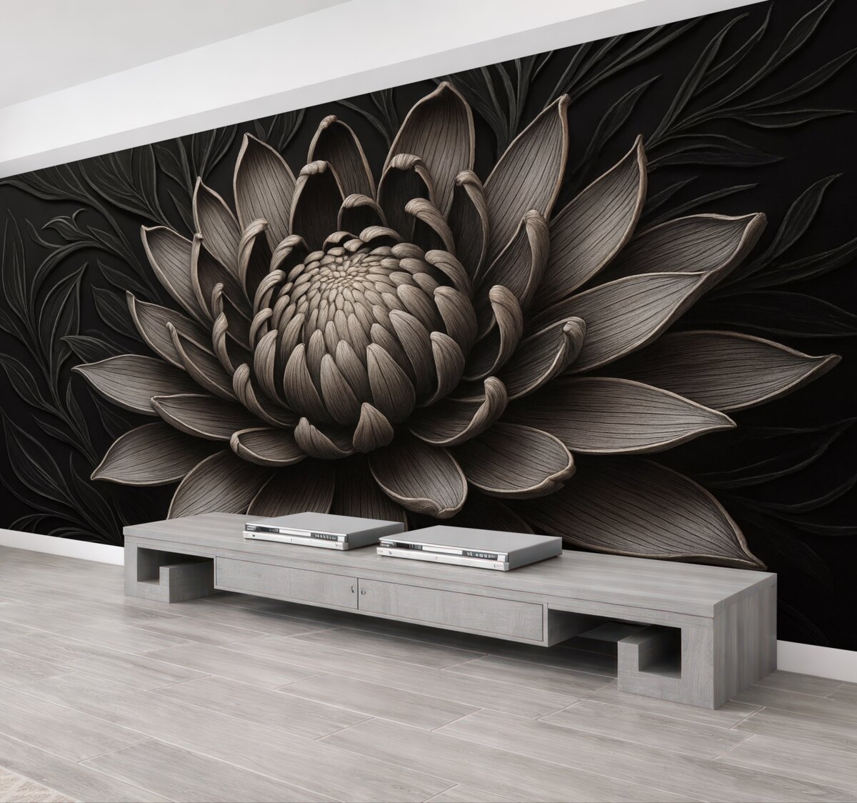 Fototapeta Kwiat protei w kolorze beżowo-czarnym.