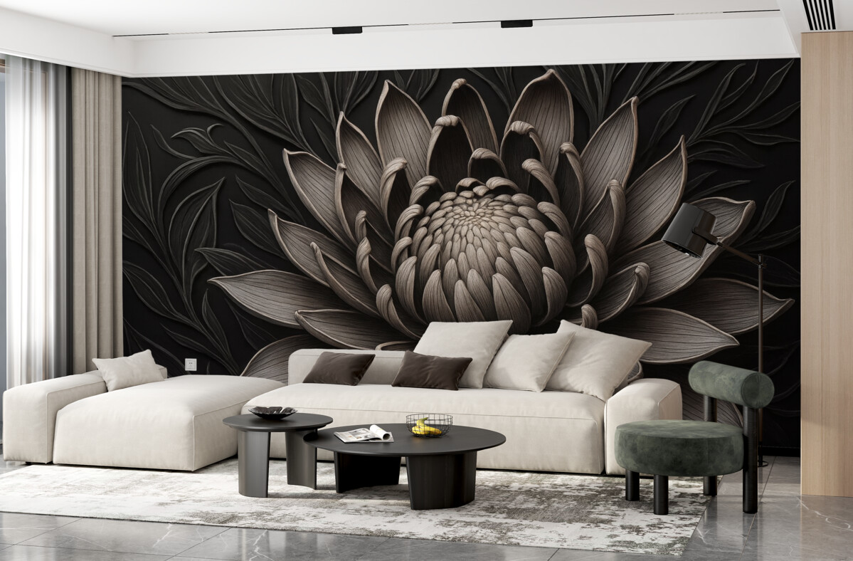 Fototapeta Kwiat protei w kolorze beżowo-czarnym.