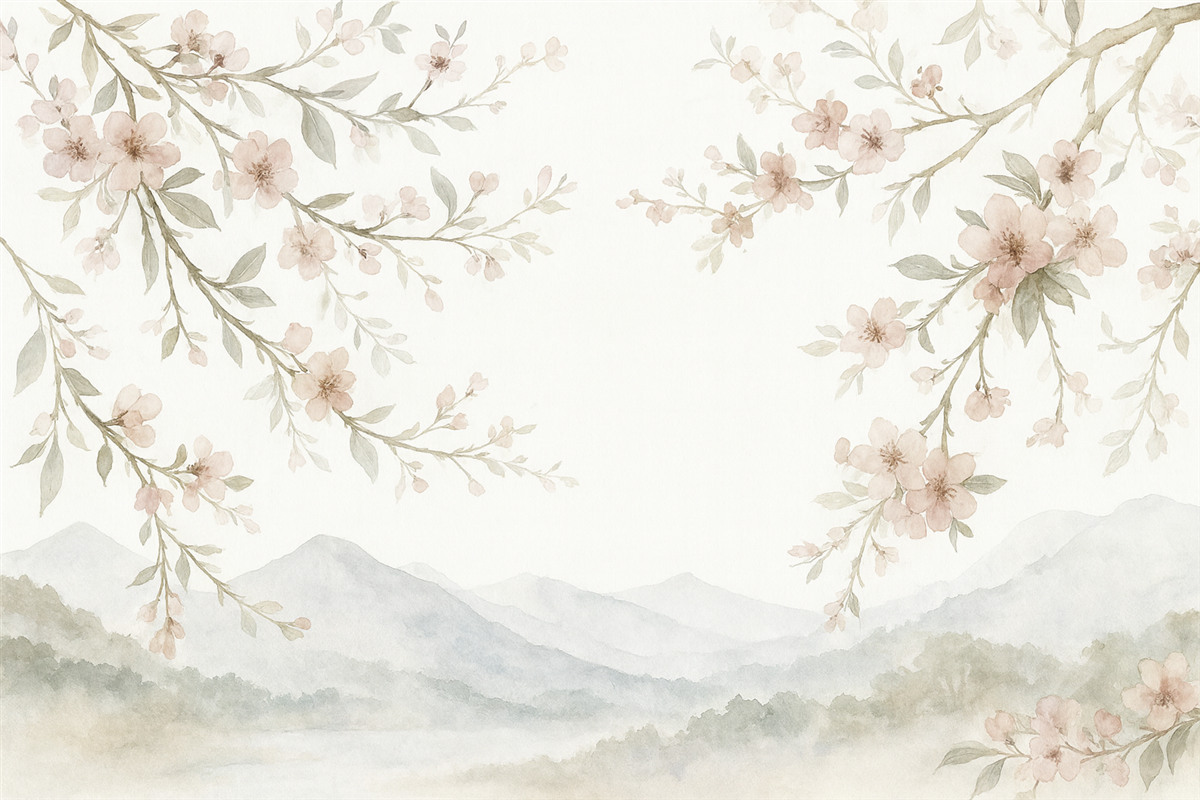 Fototapeta Kwitnące konary, nawiązujące do akwareli.