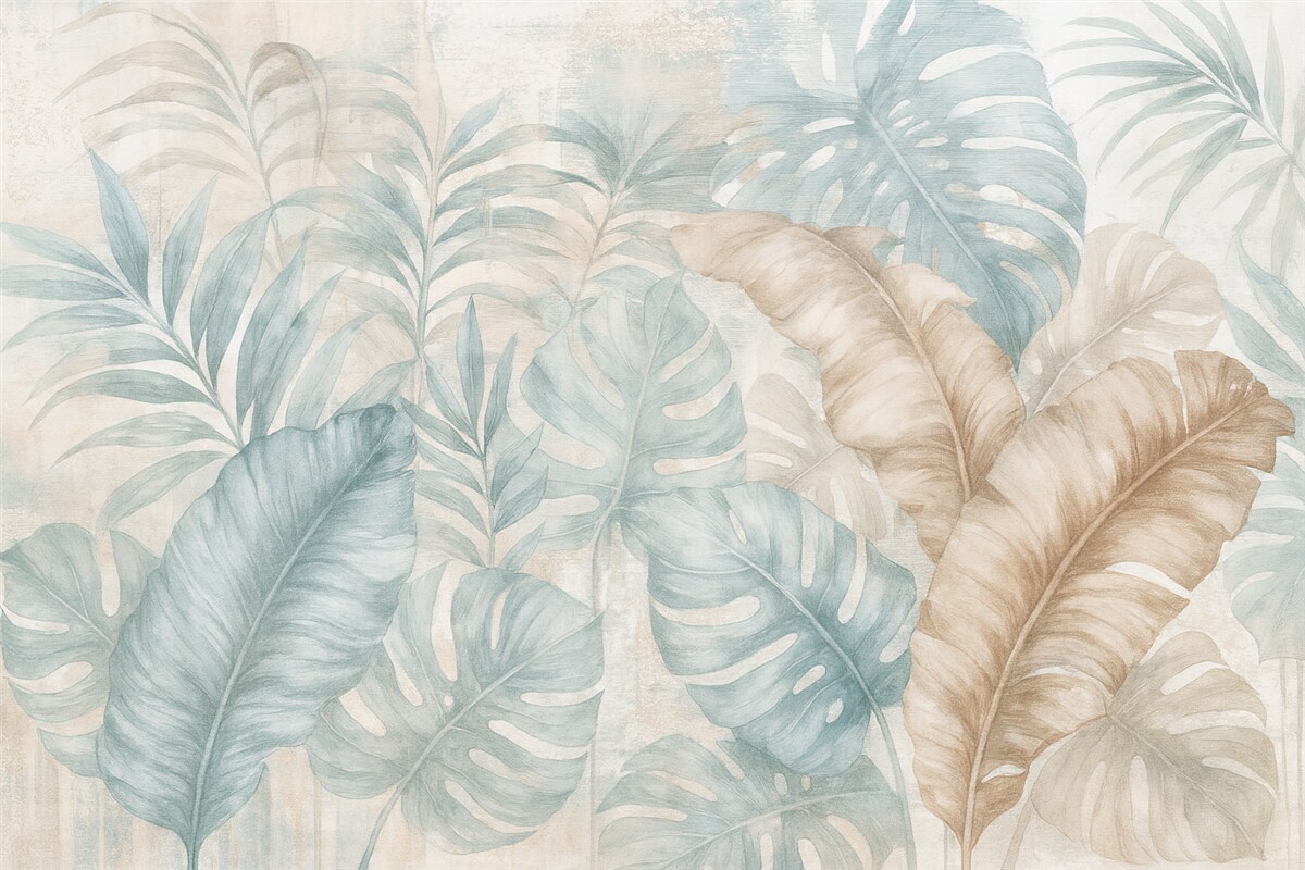 Fototapeta Liście tropikalne w stylu grunge.