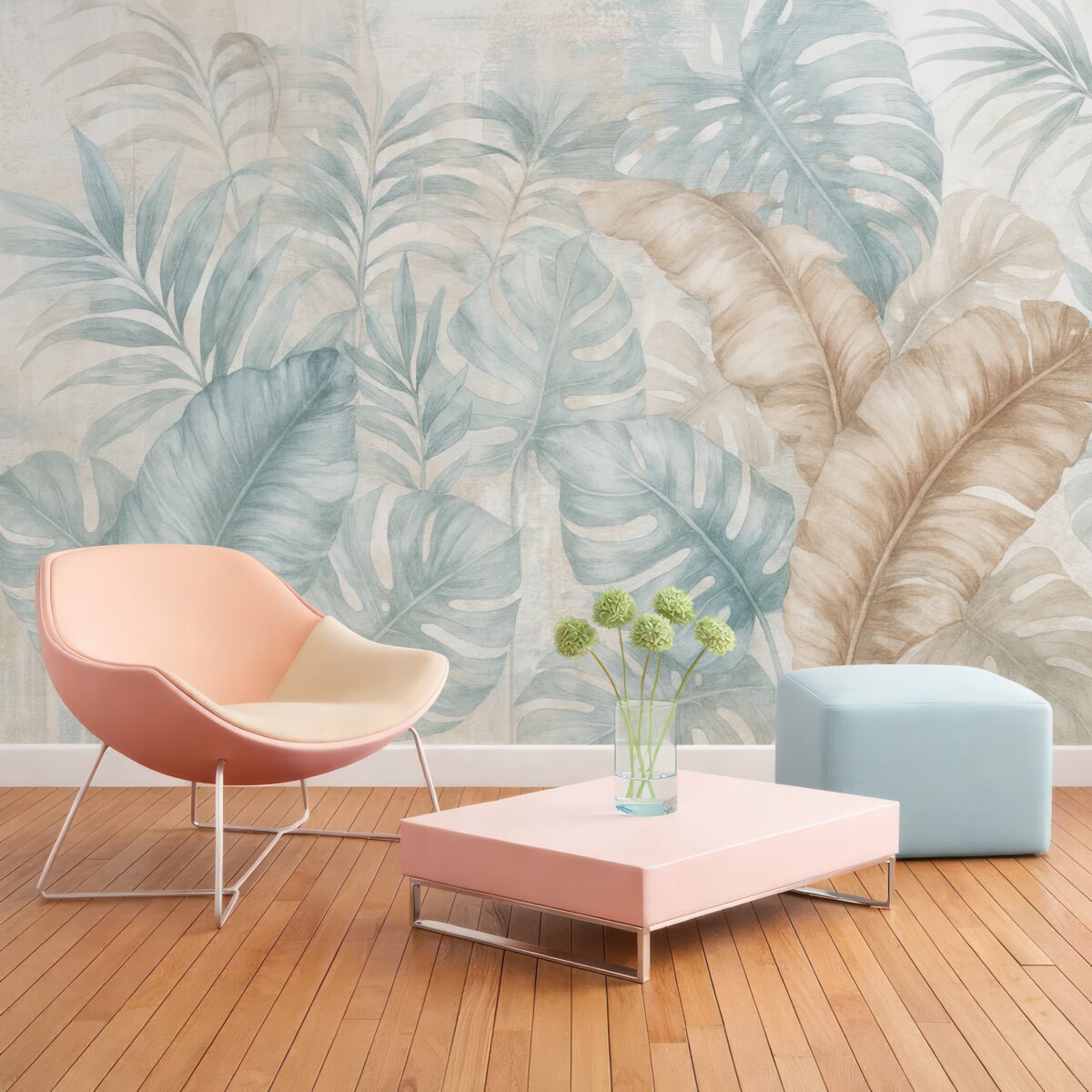 Fototapeta Liście tropikalne w stylu grunge.