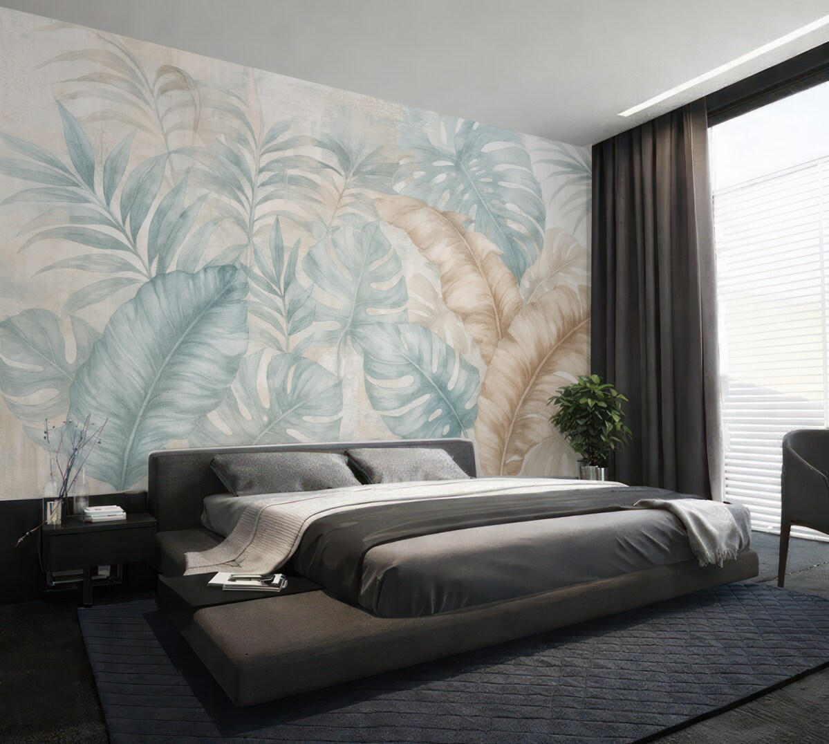 Fototapeta Liście tropikalne w stylu grunge.