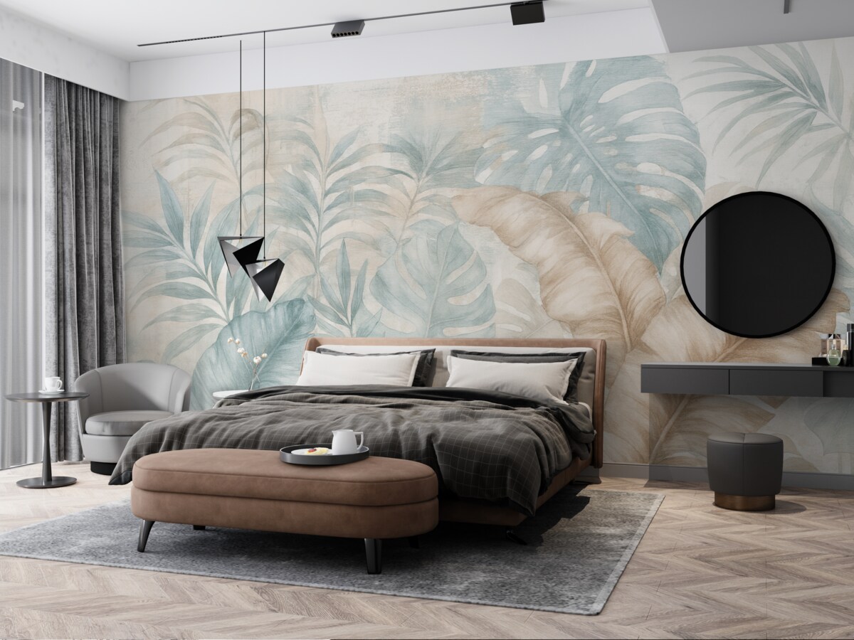 Fototapeta Liście tropikalne w stylu grunge.