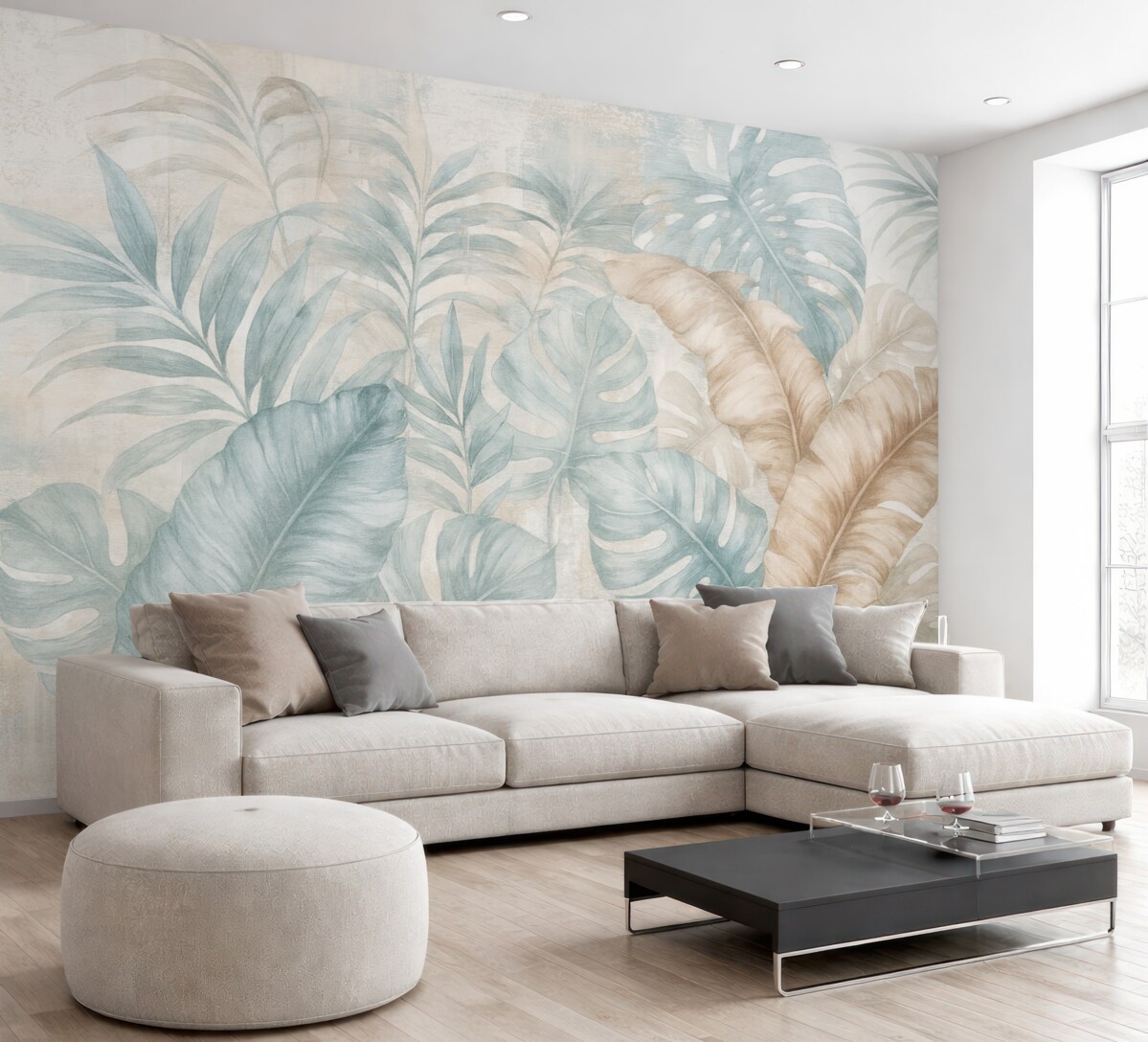 Fototapeta Liście tropikalne w stylu grunge.