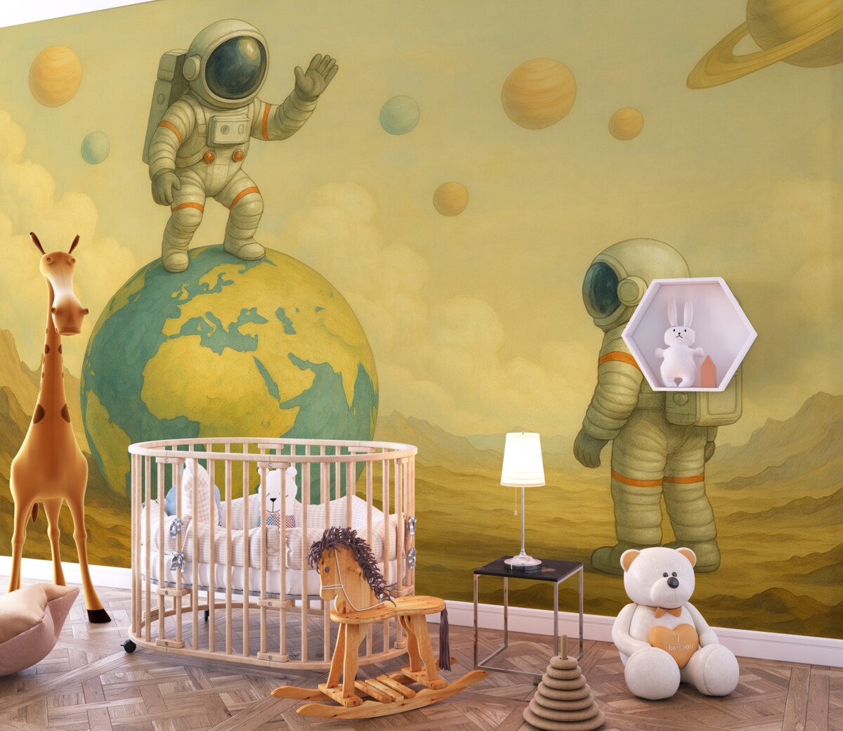 Fototapeta Akwarelowi kosmonauci z opowieści.