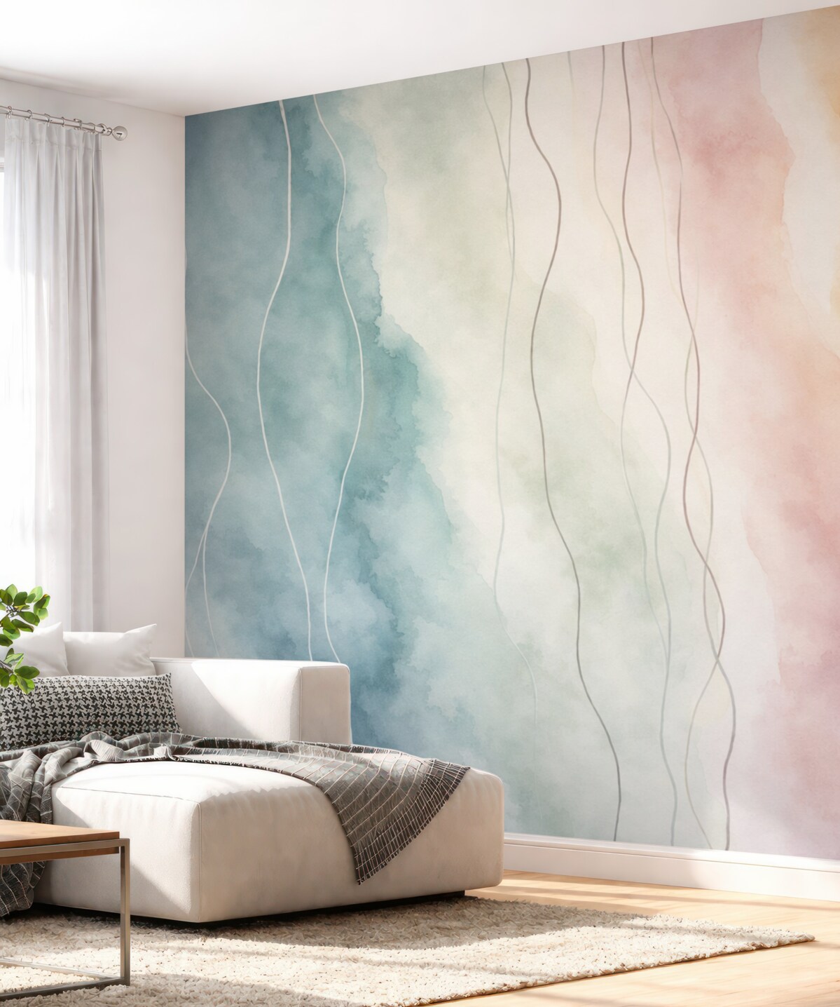 Fototapeta Abstrakcyjne fale malarskie w ciepłych i zimnych odcieniach.