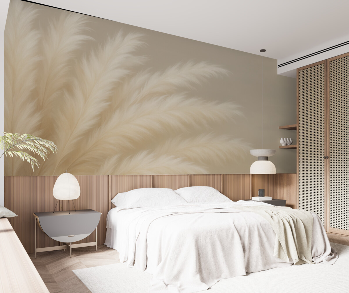 Fototapeta Miękkie puchate trawy w odcieniach beżu i szarości.