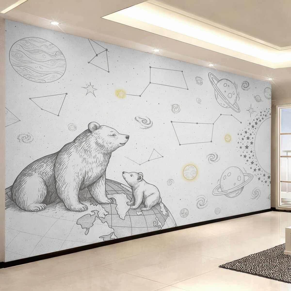 Fototapeta Niedźwiedzie oraz gwiazdy, astronomia, rozświetlone niebo.