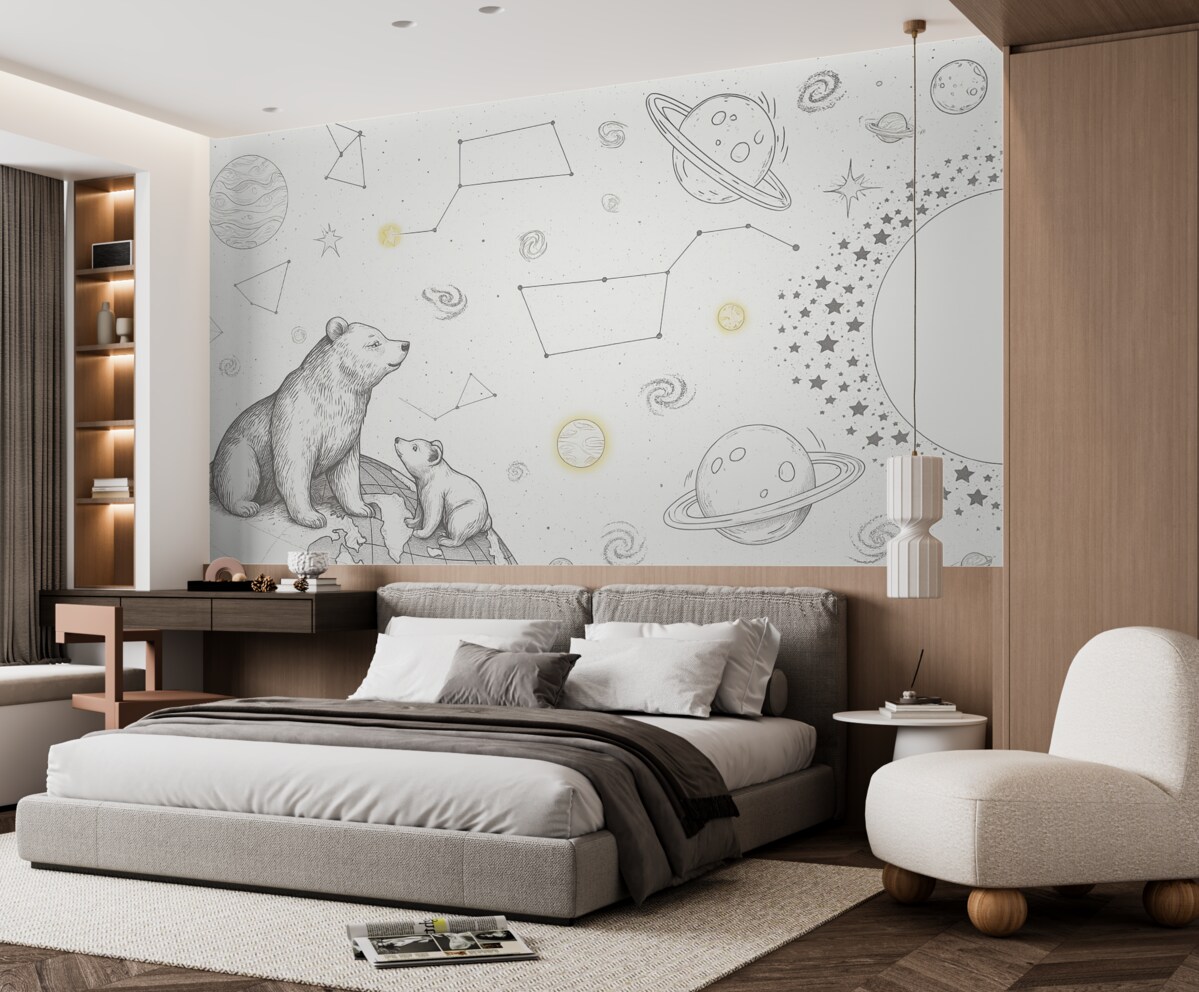 Fototapeta Niedźwiedzie oraz gwiazdy, astronomia, rozświetlone niebo.