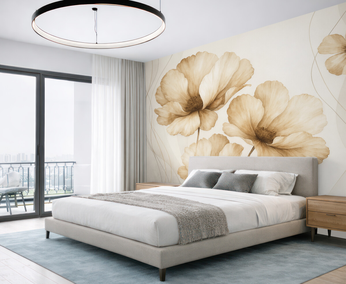 Fototapeta Kwiaty w odcieniach brązowych w technice akwarelowej.