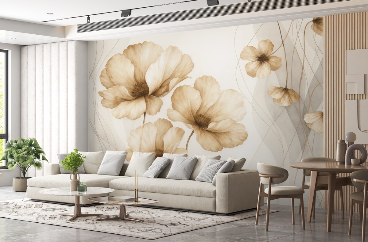 Fototapeta Kwiaty w odcieniach brązowych w technice akwarelowej.