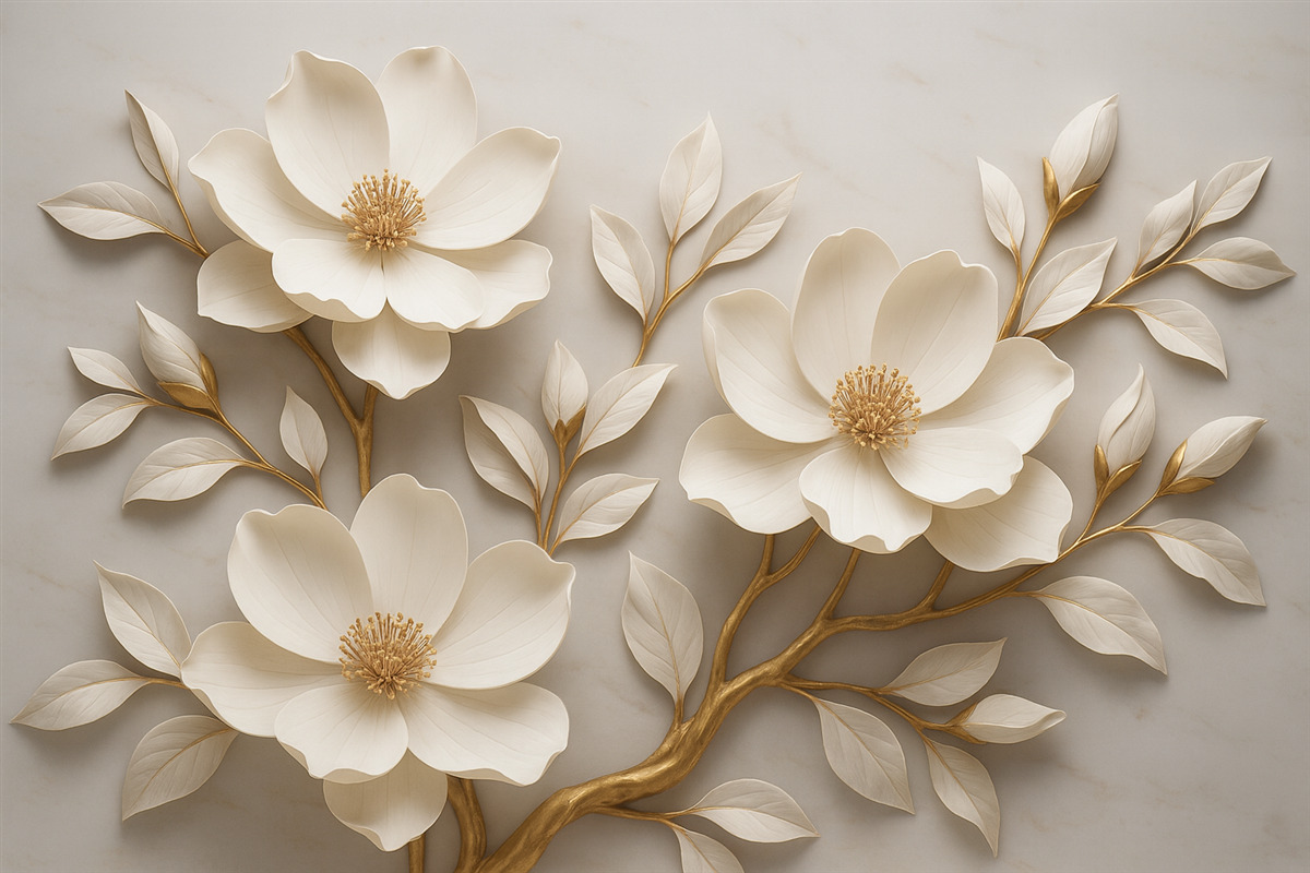 Fototapeta Eleganckie, wypukłe kwiaty o subtelnych łodygach tworzą cichą, harmonijną kompozycję.