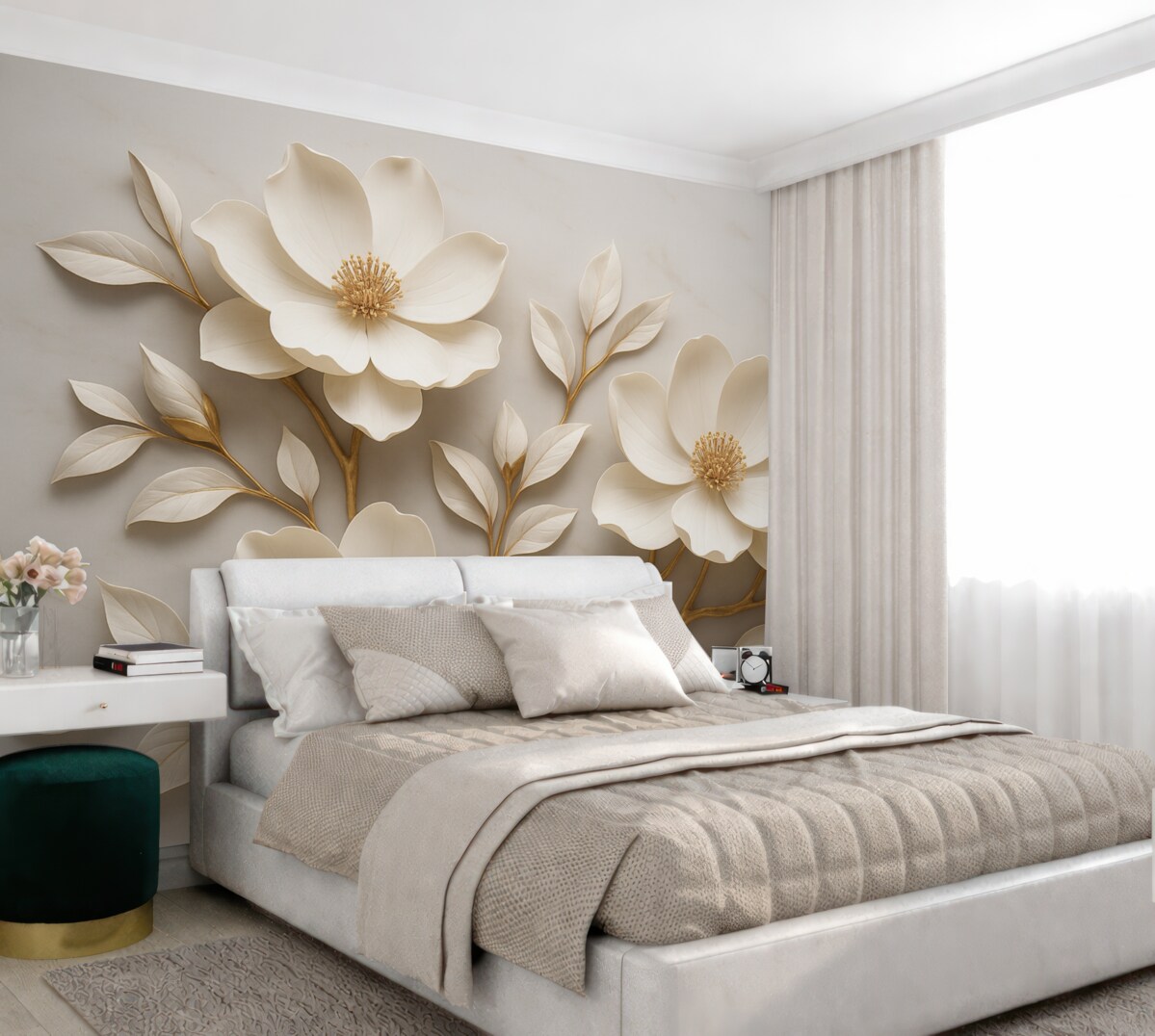 Fototapeta Eleganckie, wypukłe kwiaty o subtelnych łodygach tworzą cichą, harmonijną kompozycję.