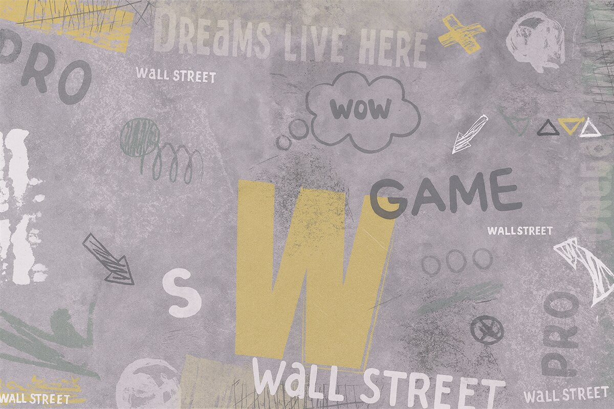 Fototapeta Nowa koncepcja w stylu street art z żółtymi literami na tle betonowej ściany.