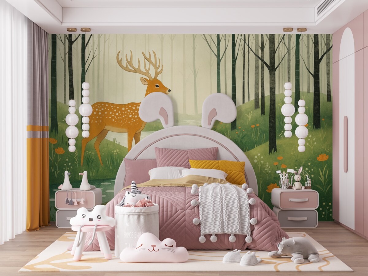 Fototapeta Las wróżek z oleandrami i potokiem.