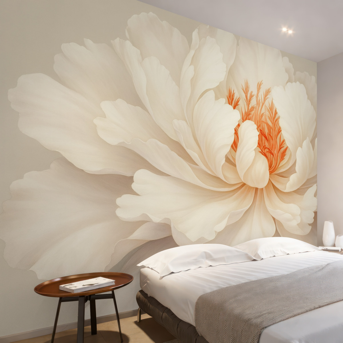 Fototapeta Rozkwitający pączek piwonii w delikatnych odcieniach.