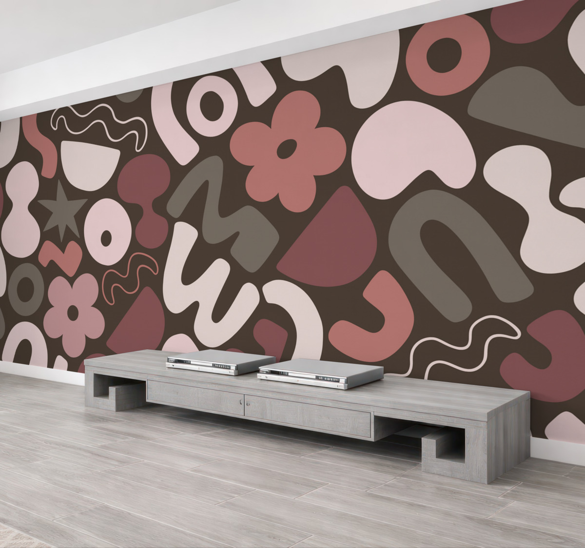 Fototapeta Geometrické kształty, młodzież, abstrakcyjność, ciemnoczerwone tło.