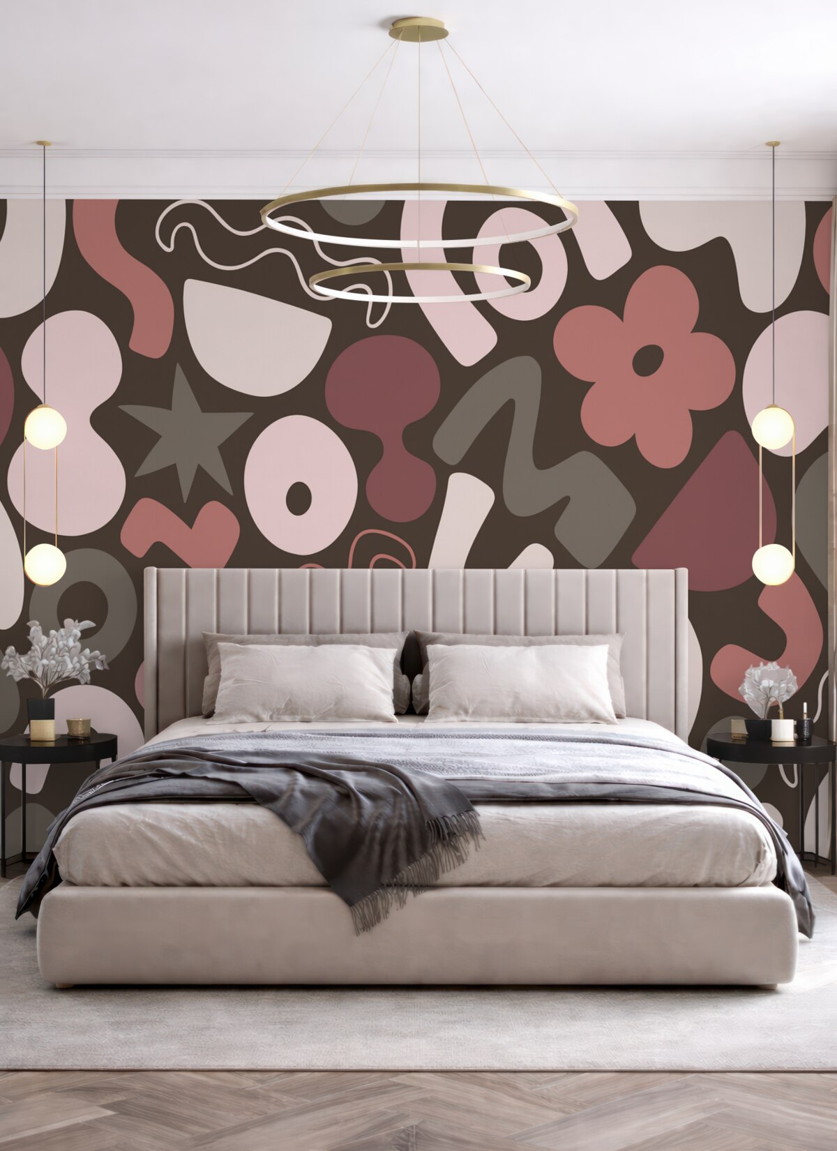 Fototapeta Geometrické kształty, młodzież, abstrakcyjność, ciemnoczerwone tło.