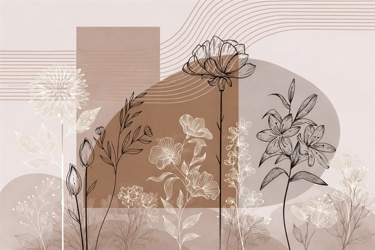 Fototapeta Boho z florystycznym konturem