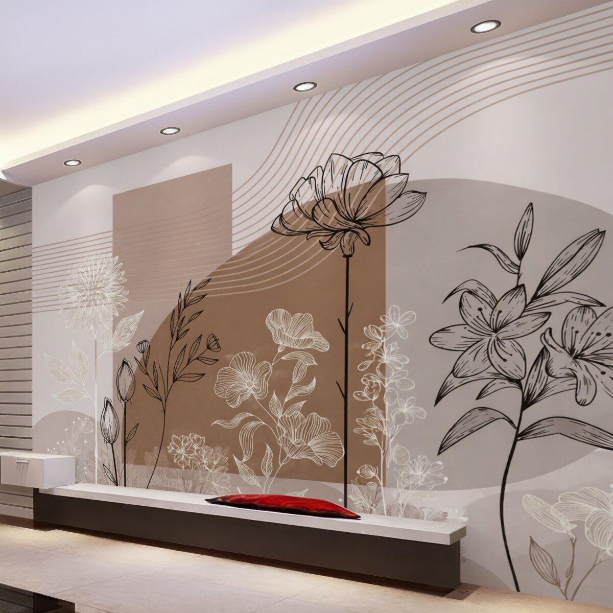 Fototapeta Boho z florystycznym konturem