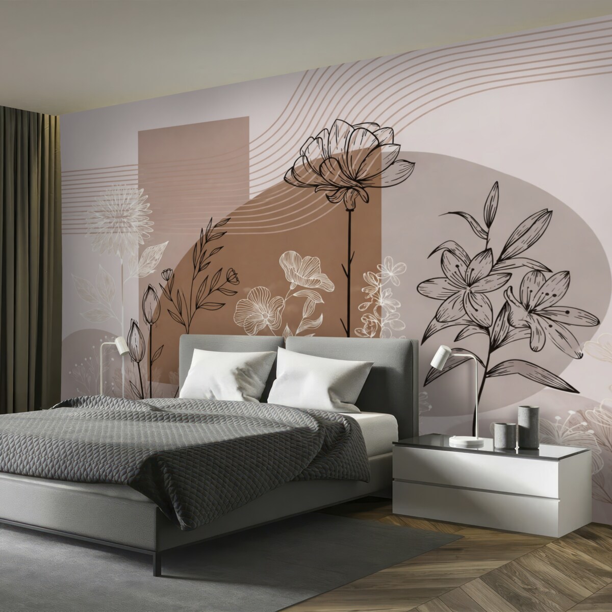 Fototapeta Boho z florystycznym konturem