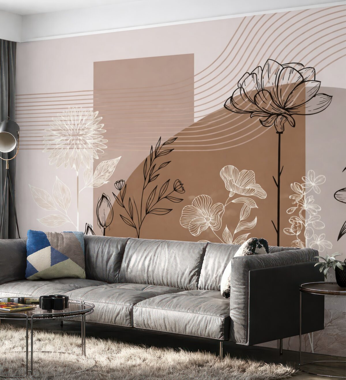 Fototapeta Boho z florystycznym konturem