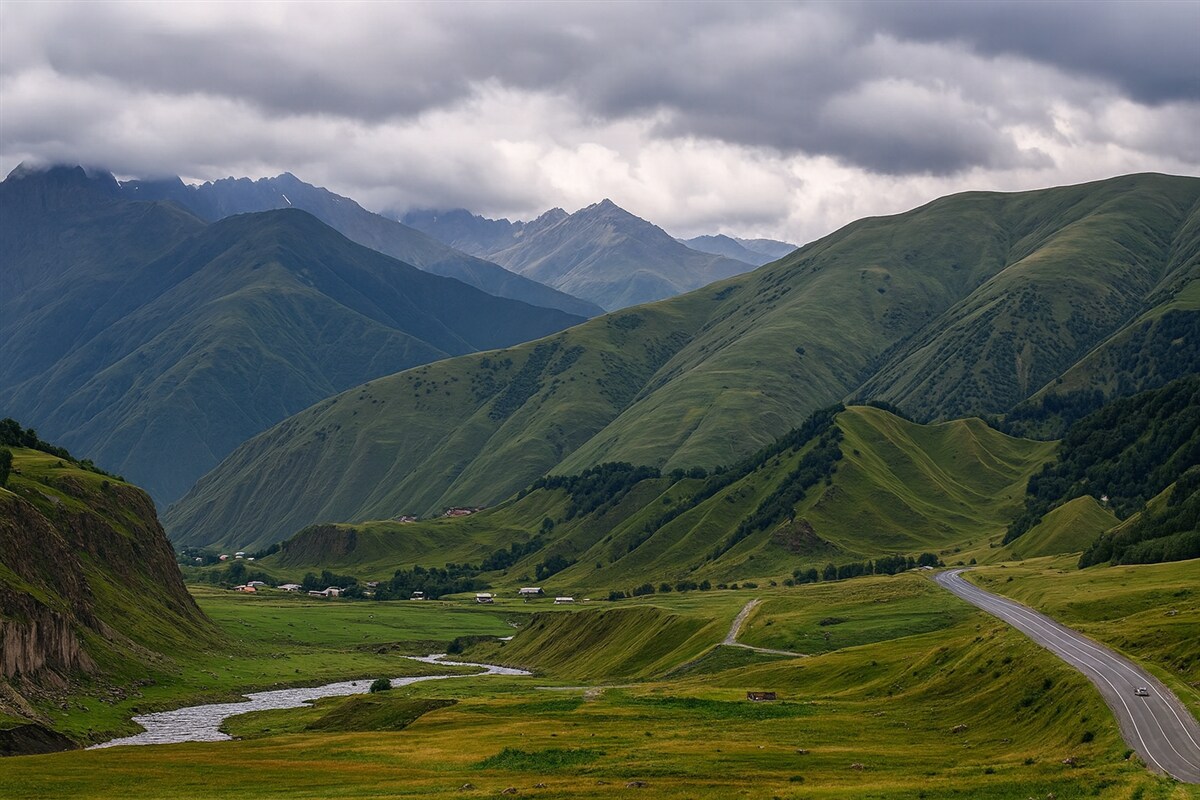 Fototapeta Gruzja to pejzaże, szczyty, wyprawy, autentyzm.