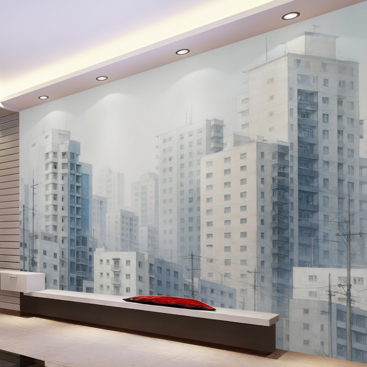 Fototapeta Obraz naśladujący abstrakcyjny krajobraz miejski.