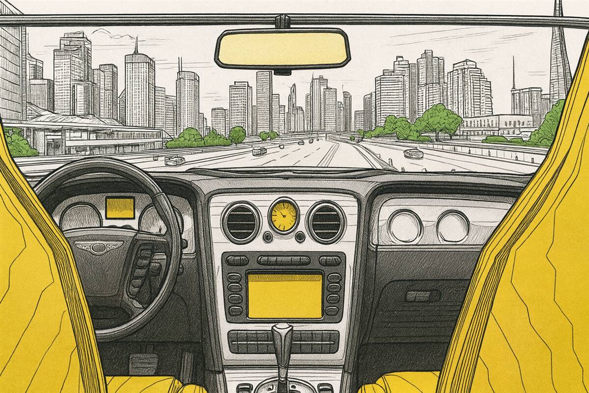 Fototapeta Widok zarysowany z auta.