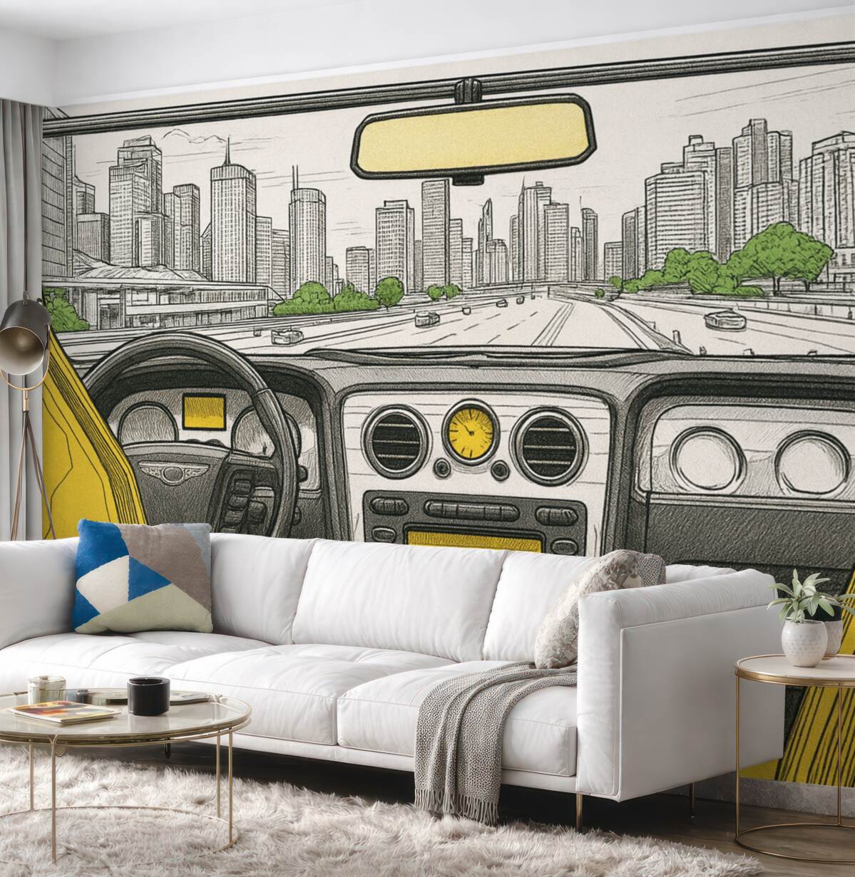 Fototapeta Widok zarysowany z auta.