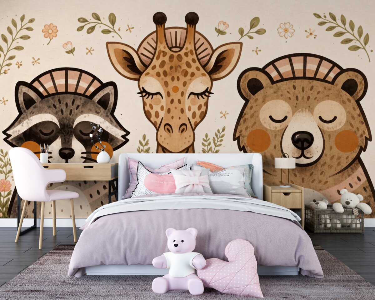 Fototapeta Zwierzęta namalowane akwarelą.