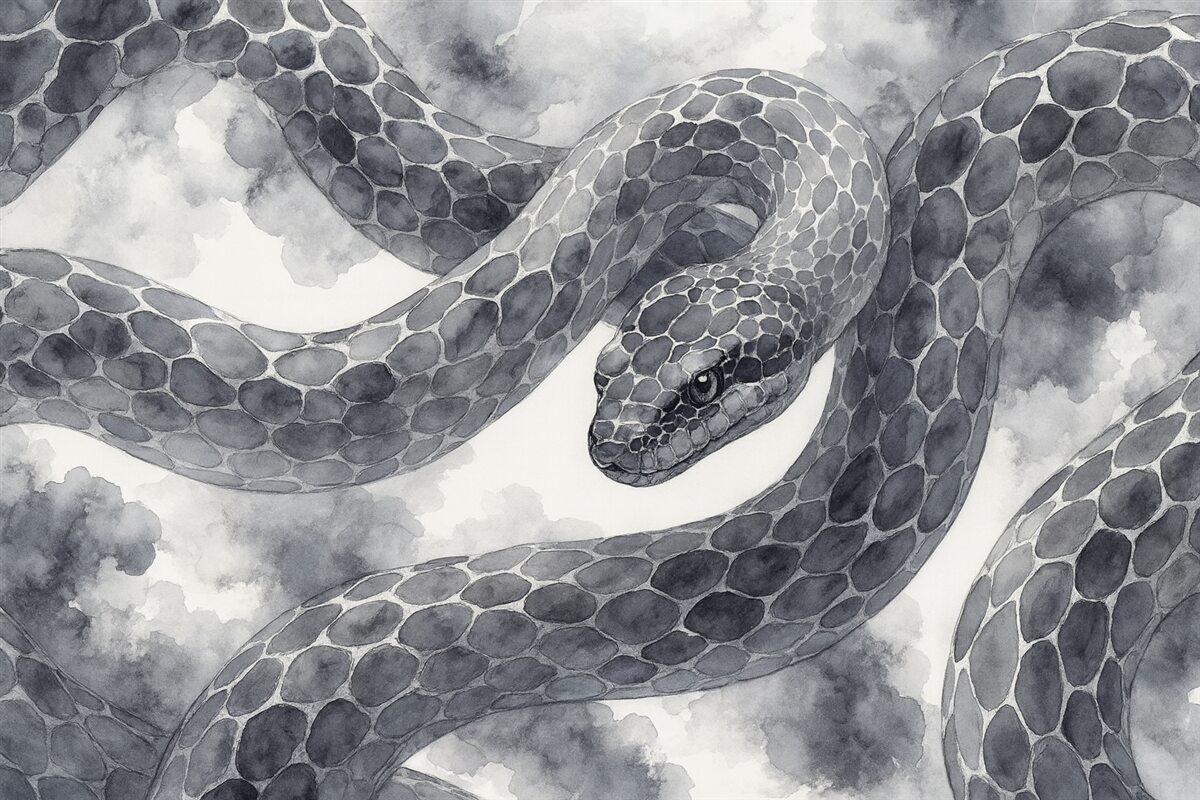 Fototapeta Kształt węża, technika akwarelowa, odcienie niebieskiego.