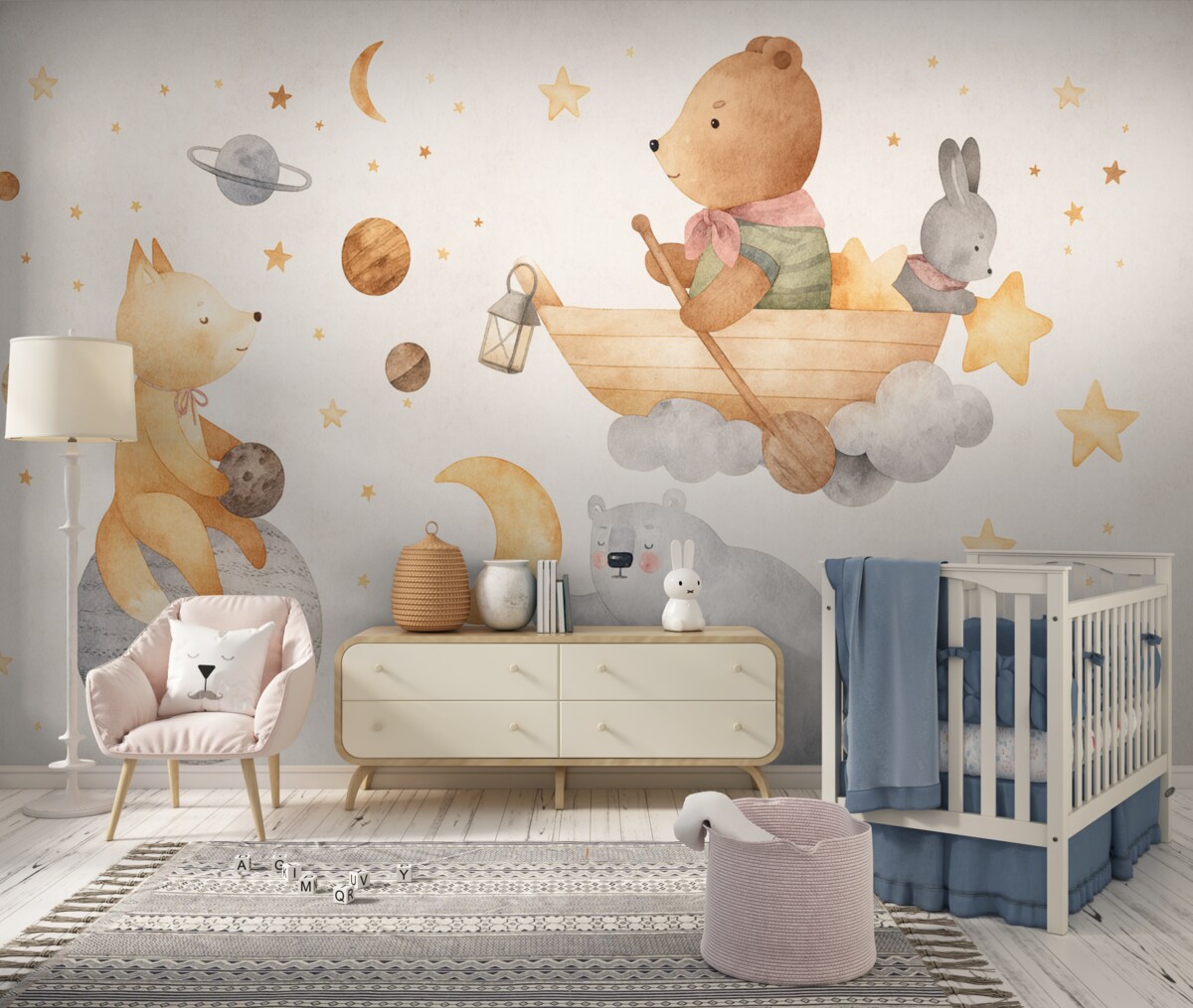 Fototapeta Baśniowe stworzenia wśród chmur i gwiazdozbiorów.