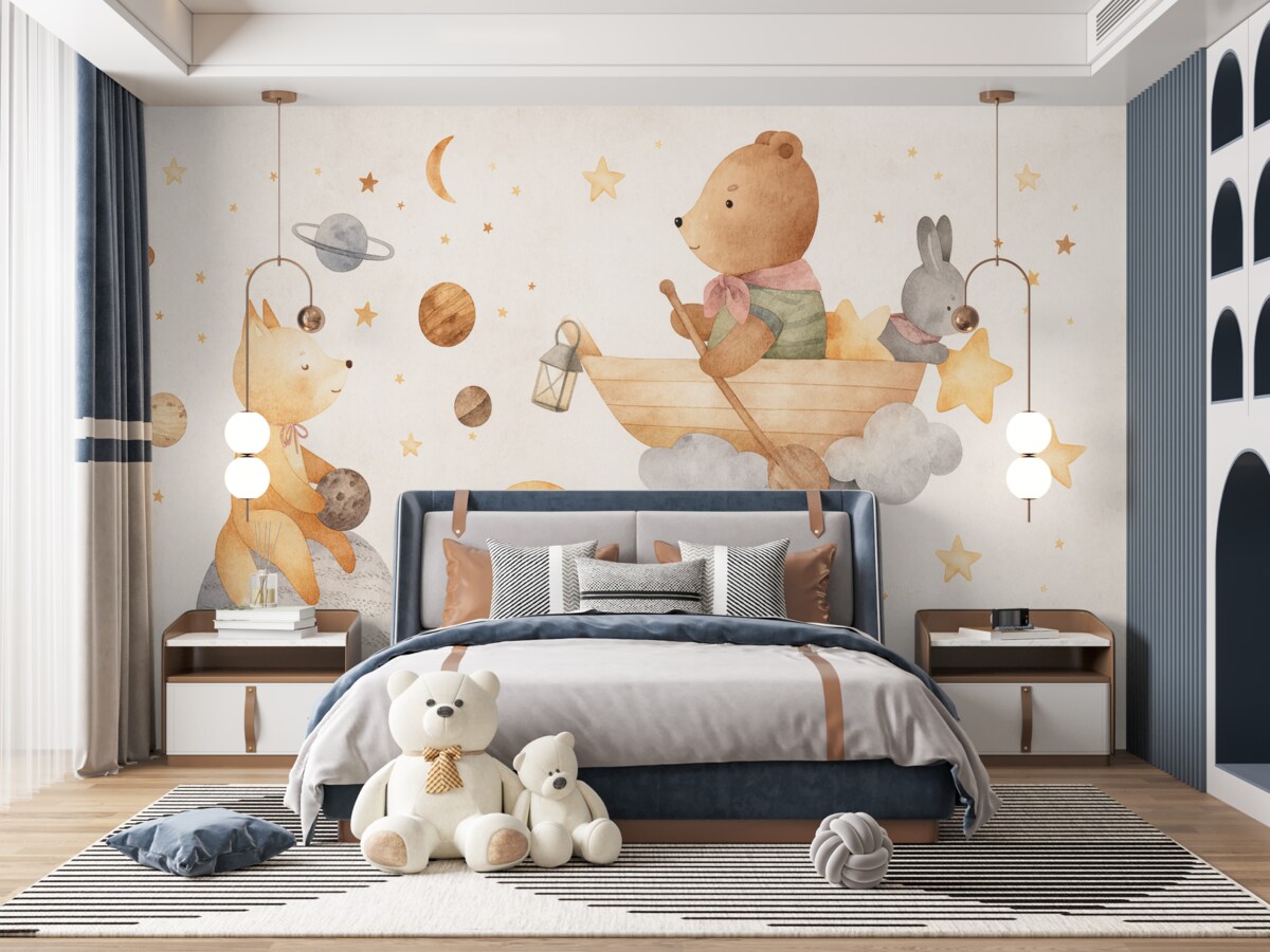 Fototapeta Baśniowe stworzenia wśród chmur i gwiazdozbiorów.