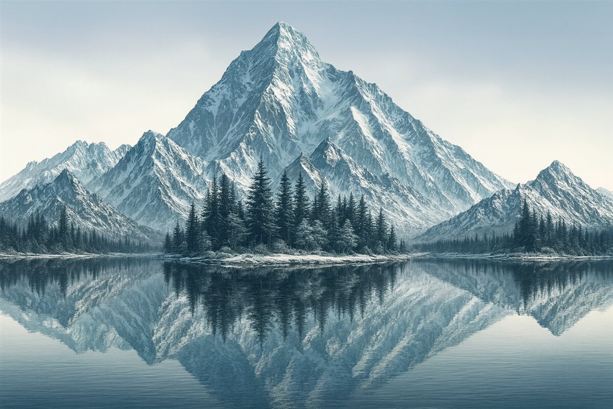 Fototapeta Góry, las oraz jezioro.