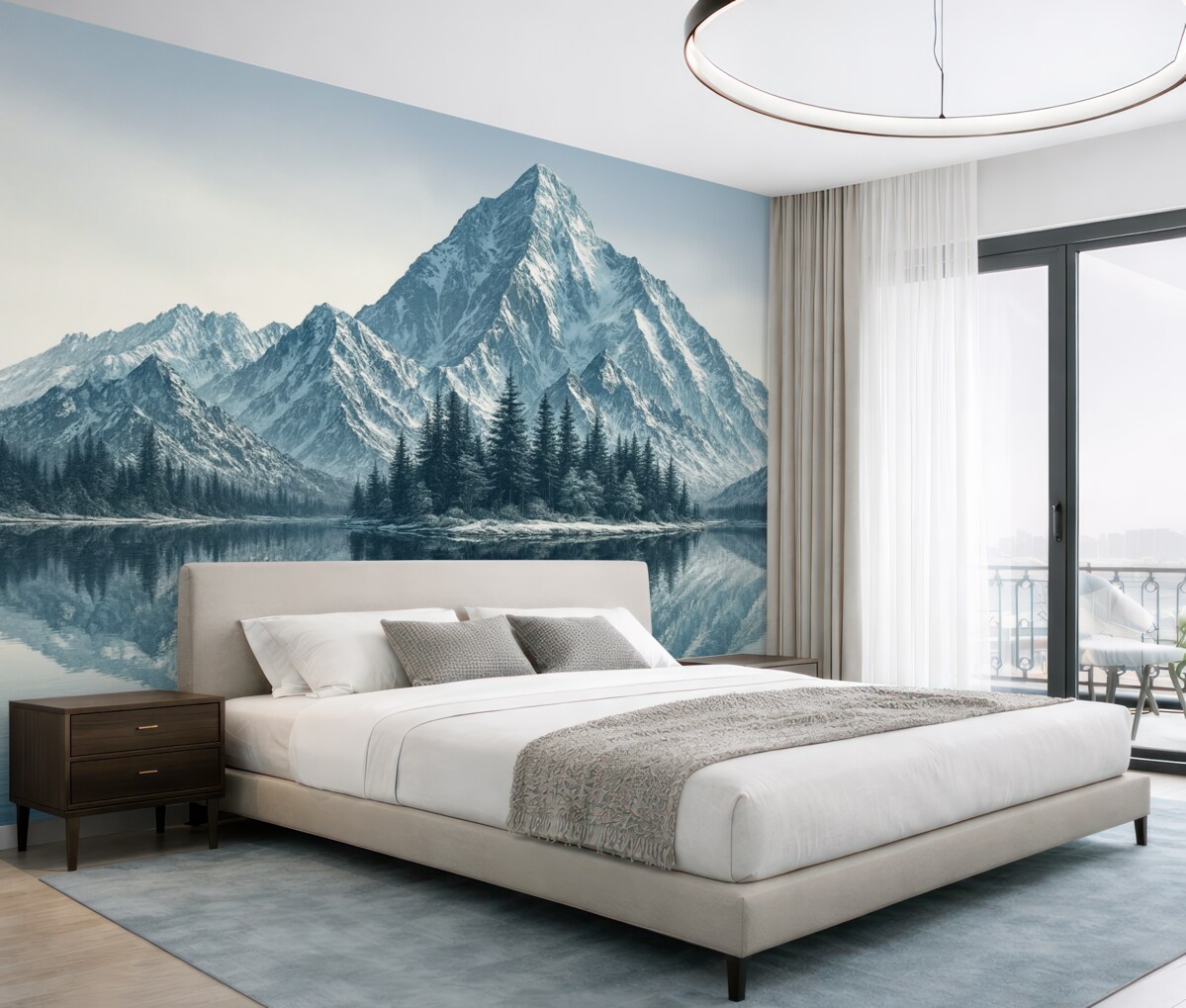 Fototapeta Góry, las oraz jezioro.