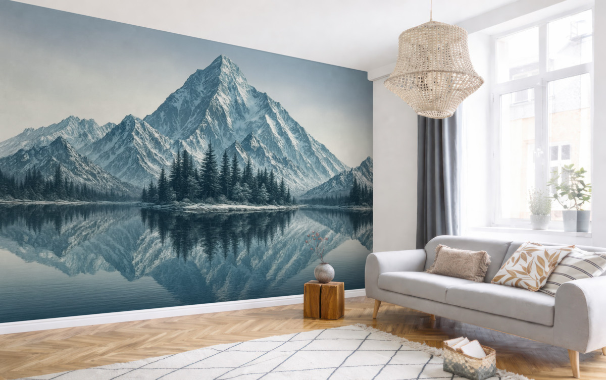 Fototapeta Góry, las oraz jezioro.