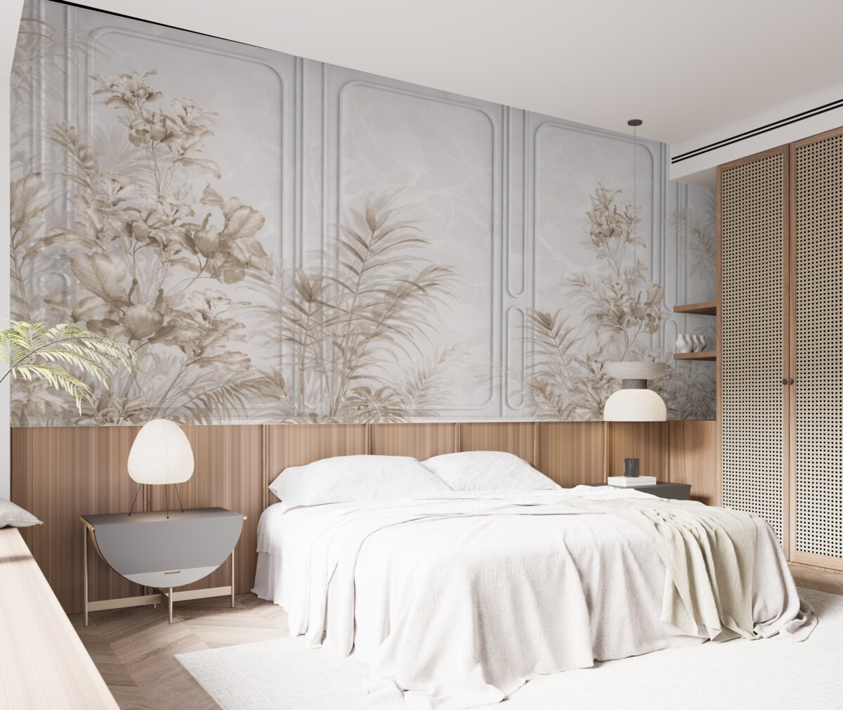 Fototapeta Rośliny na powierzchni paneli.