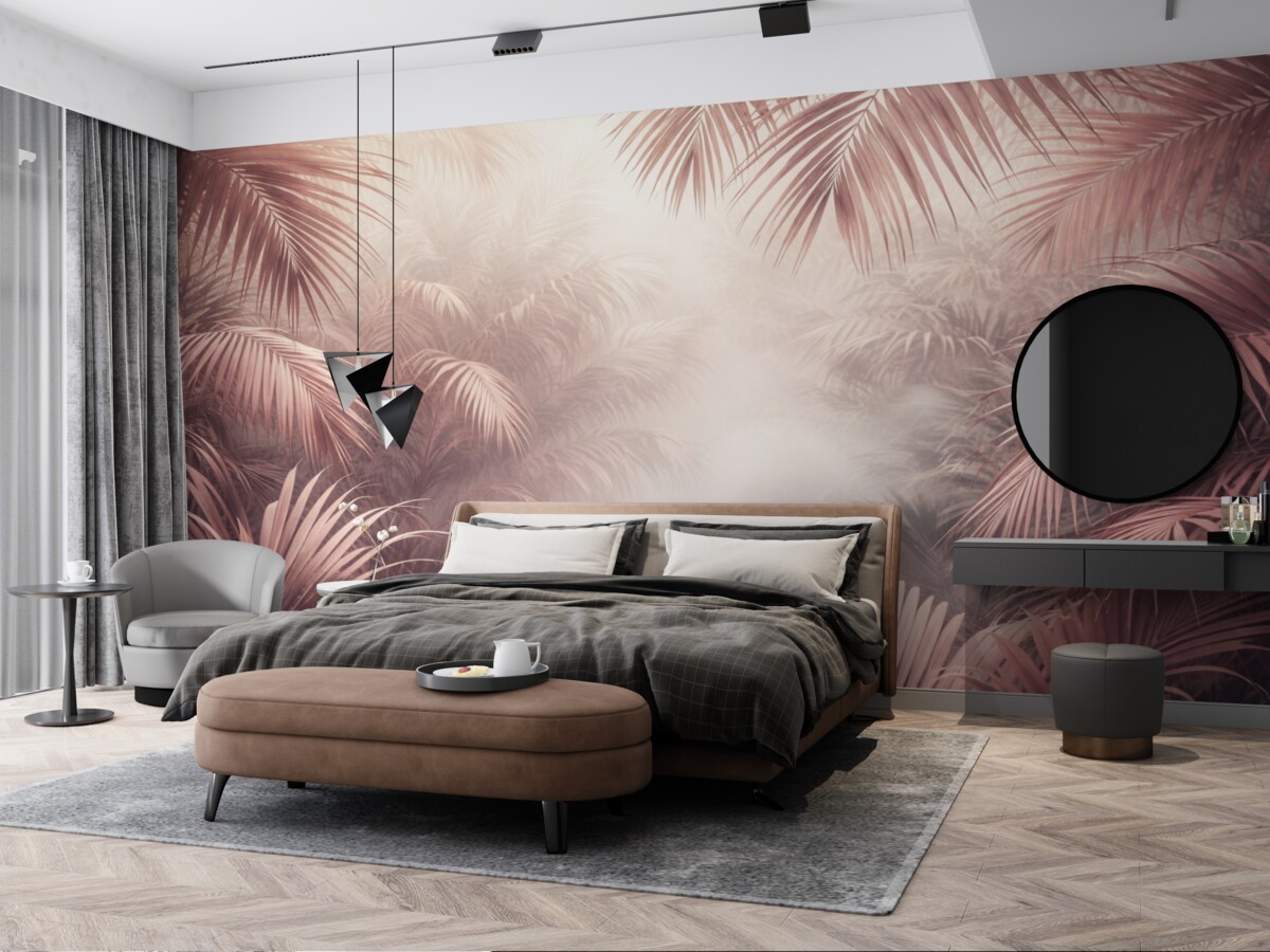 Fototapeta tropikalna dżungla w różowym tonie