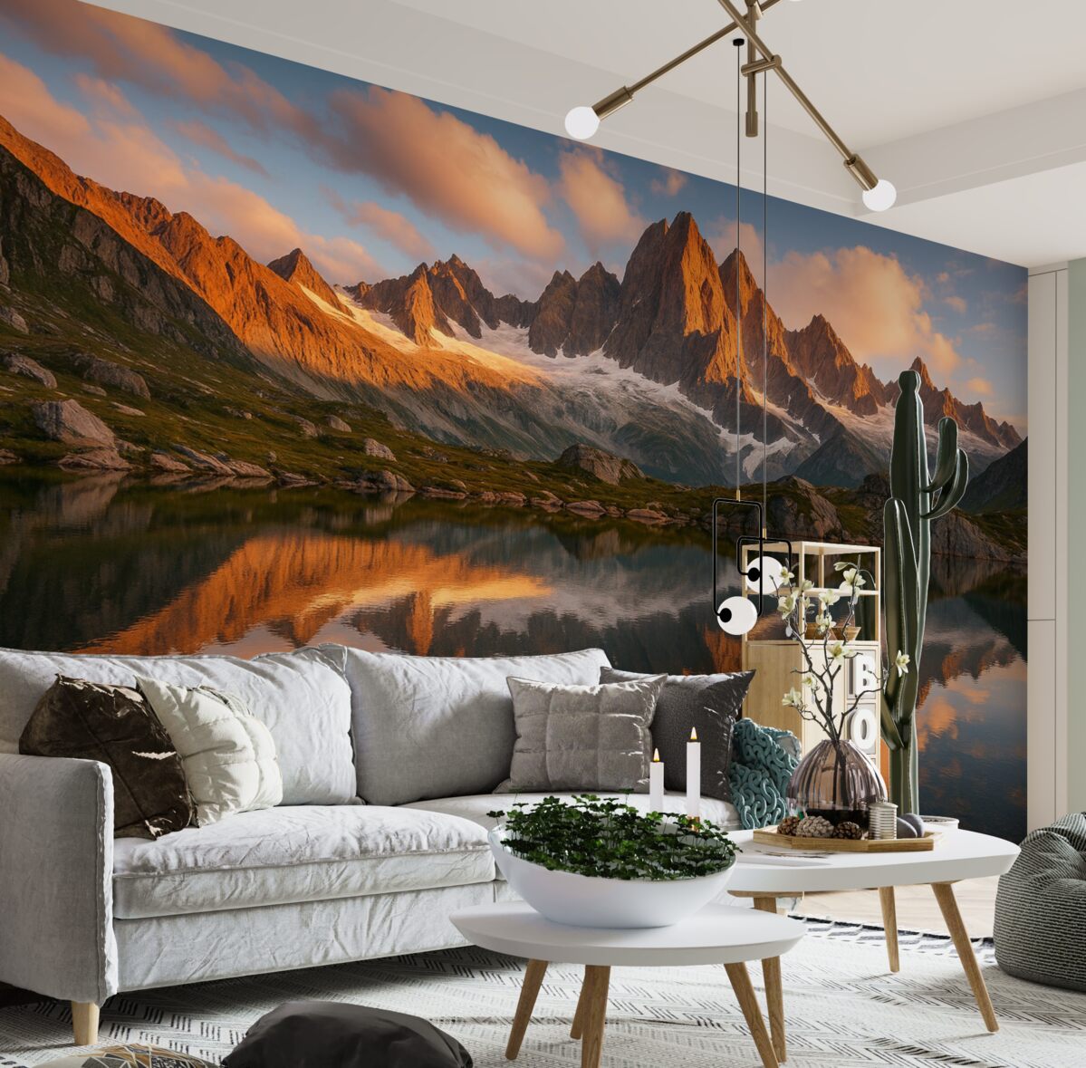 Fototapeta Góry o poranku, refleksja w wodzie, naturalny pejzaż.