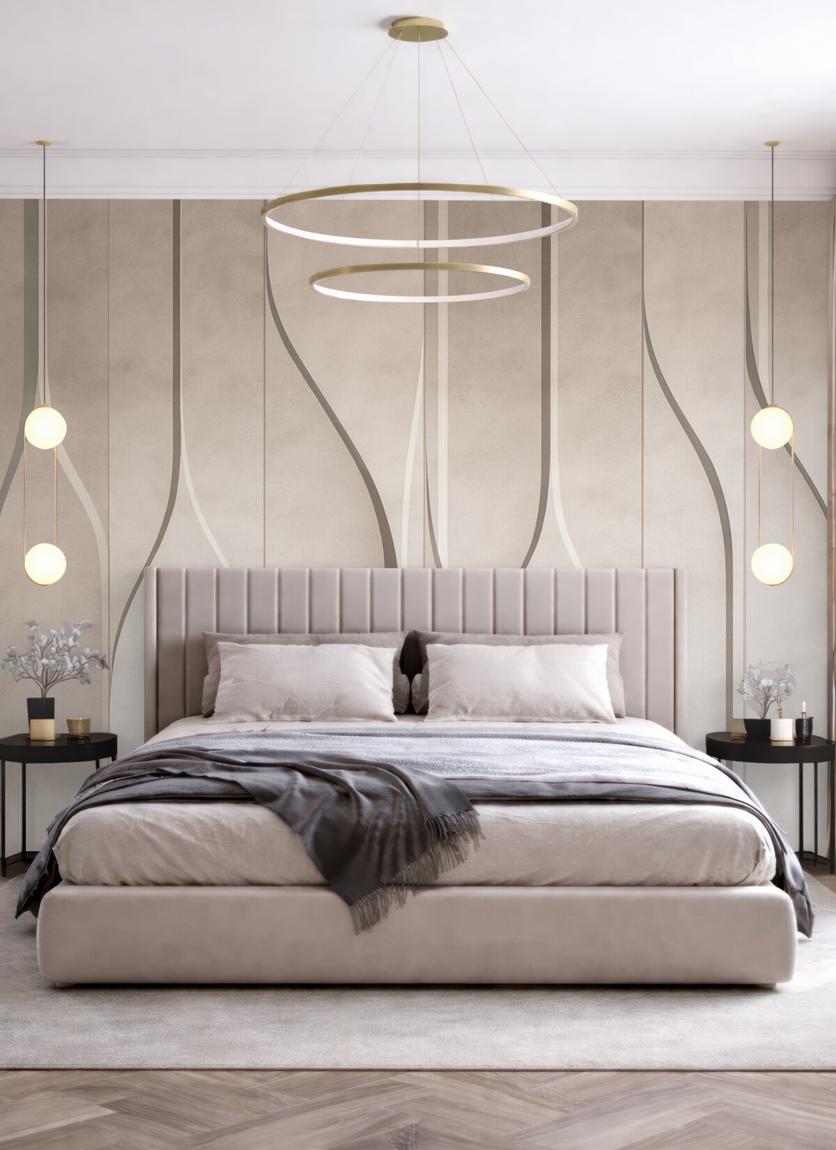 Fototapeta imitacja paneli ściennych w kolorach beżowych