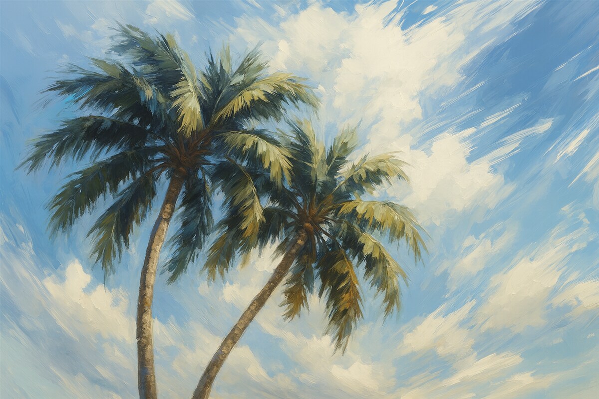 Fototapeta Grafika naśladująca palmy.