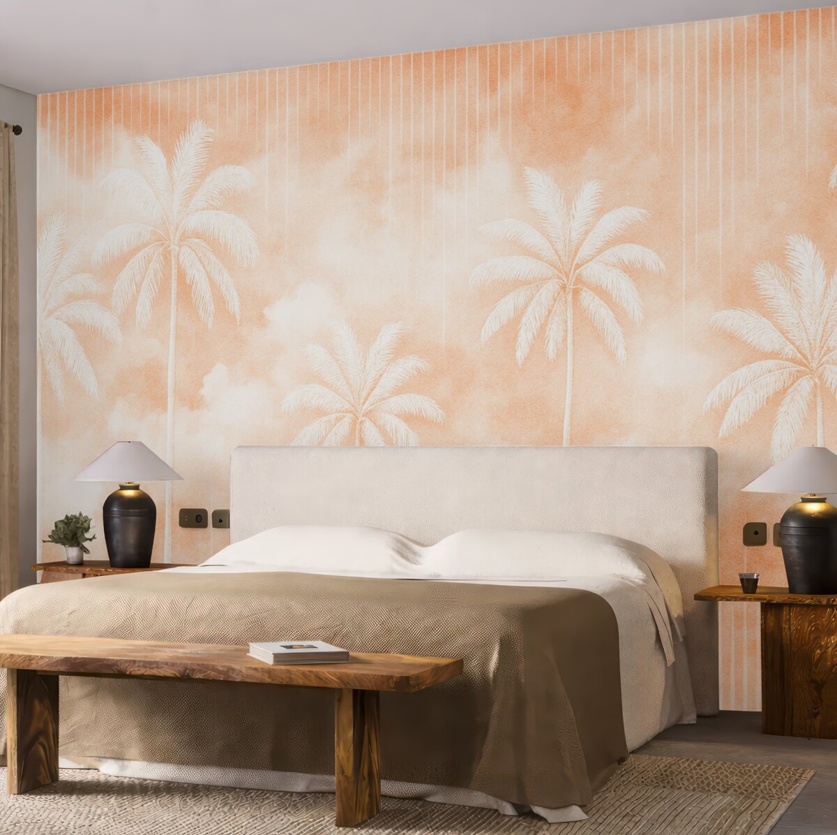 Fototapeta Mgła z dłońmi palmowymi.