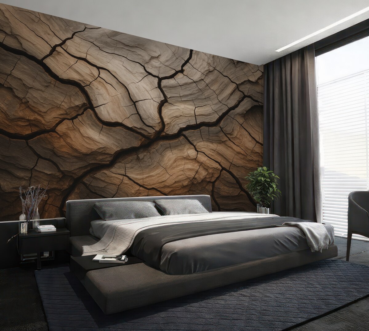 Fototapeta Drewno, szczeliny, iluminacja, faktura, kora, organiczny.