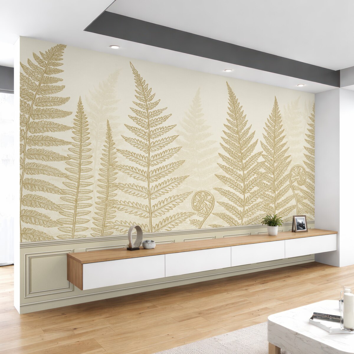 Fototapeta Liście, rośliny, paprocie, światło, botanik, ilustracja.