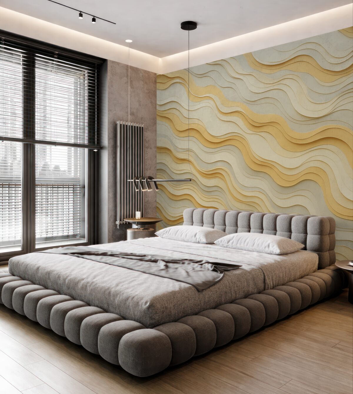 Fototapeta Warstwy, fale, abstrakcja, jasnobeżowy, szary, gładkość, nowoczesność.