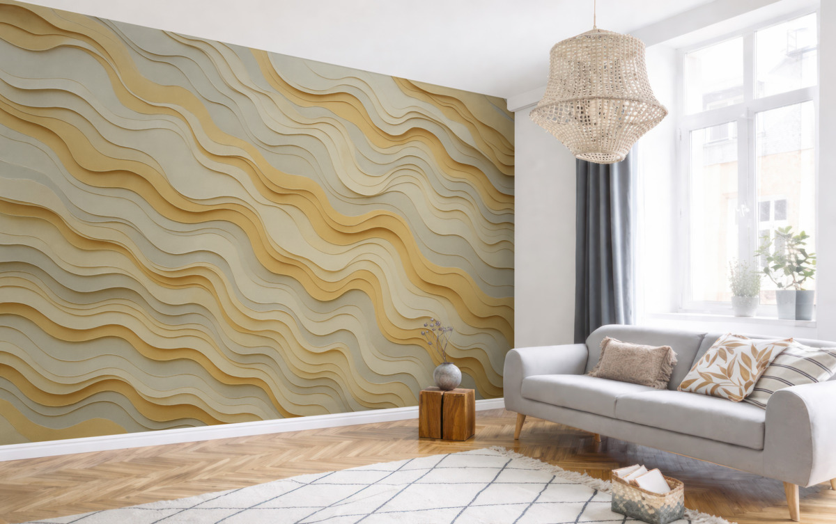 Fototapeta Warstwy, fale, abstrakcja, jasnobeżowy, szary, gładkość, nowoczesność.